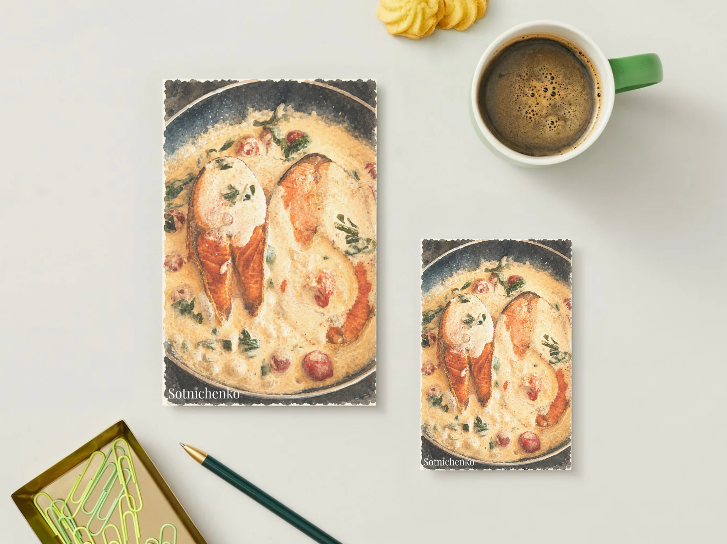 Creamy Salmon — Vintage Printable Postcard