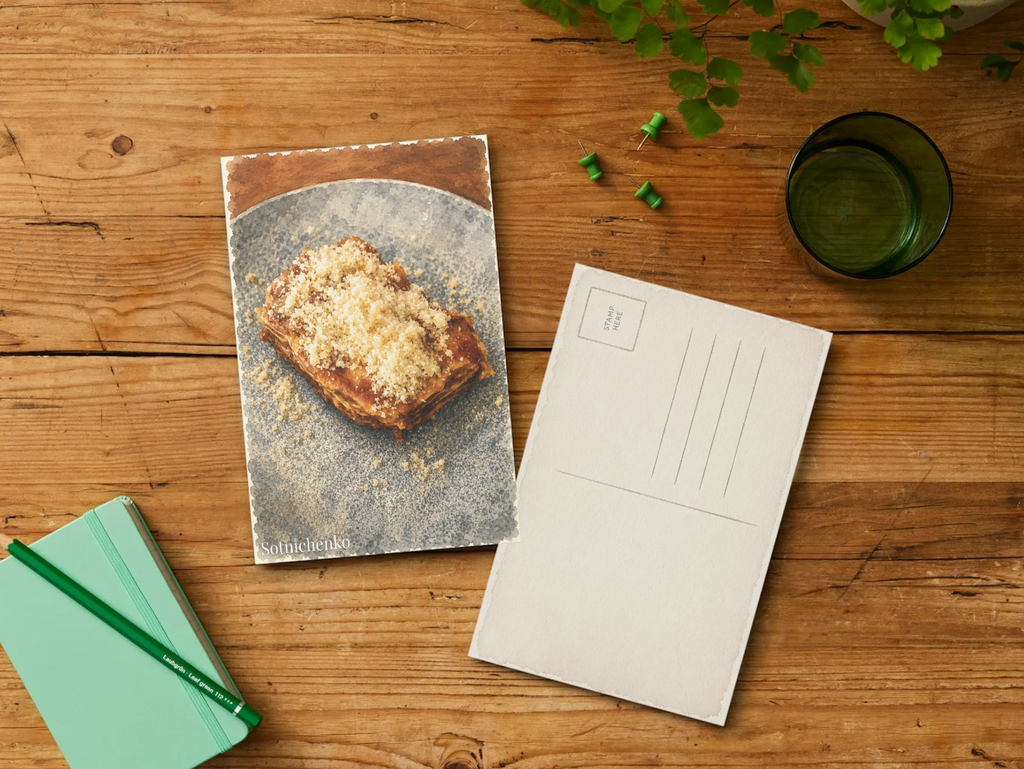 Golden Lasagna — Vintage Printable Postcard
