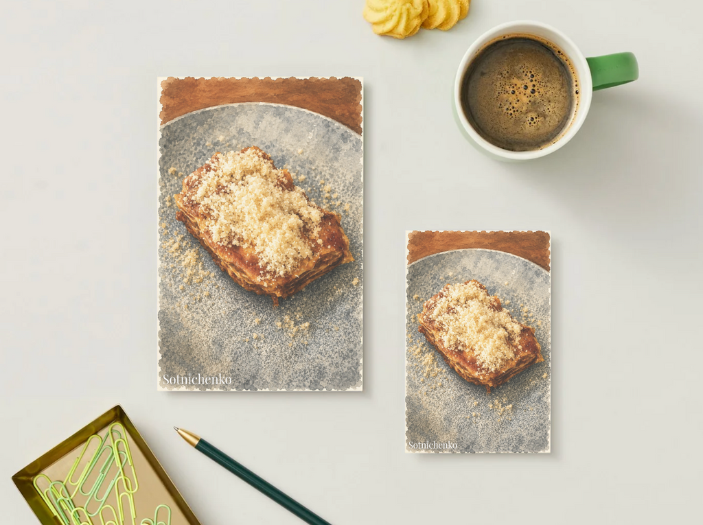Golden Lasagna — Vintage Printable Postcard