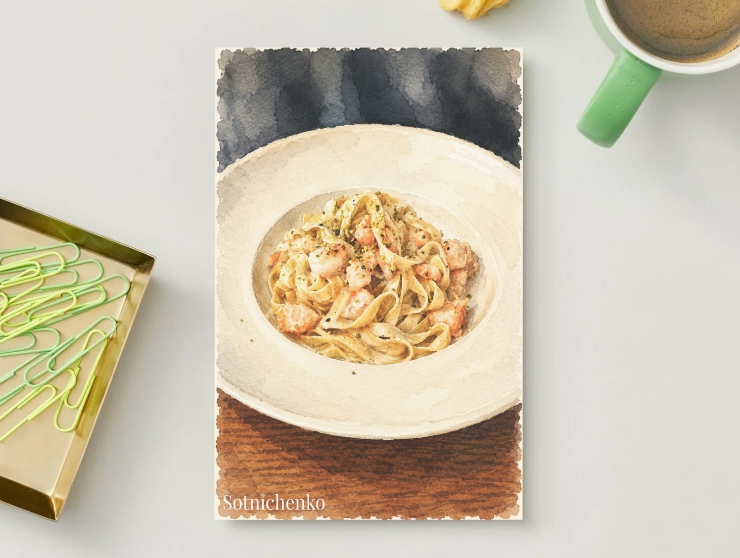 Creamy Tagliatelle — Cozy Printable Postcard