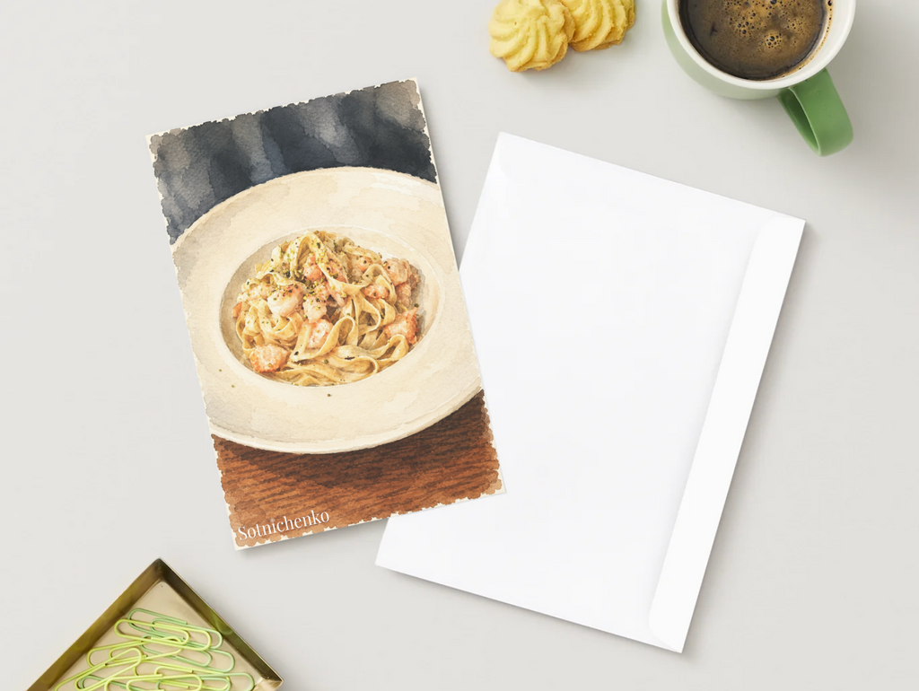 Creamy Tagliatelle — Cozy Printable Postcard