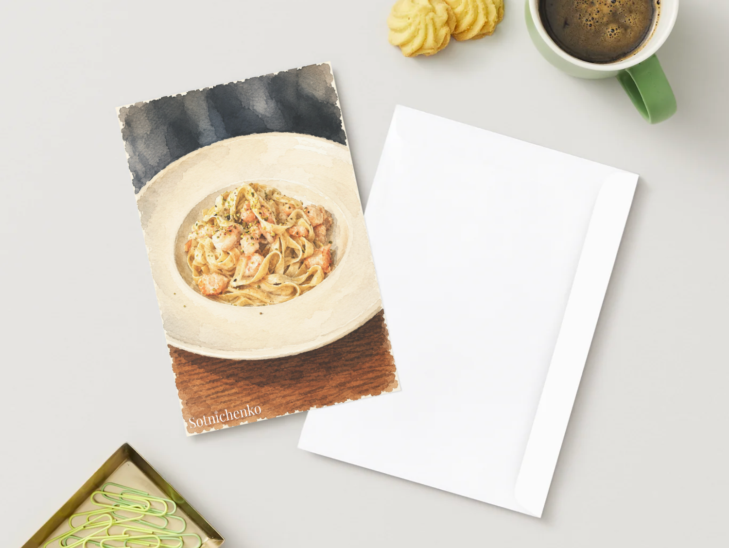 Creamy Tagliatelle — Cozy Printable Postcard