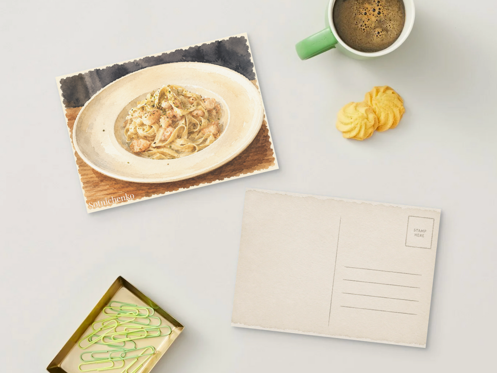 Pasta Glow — Vintage Printable Postcard