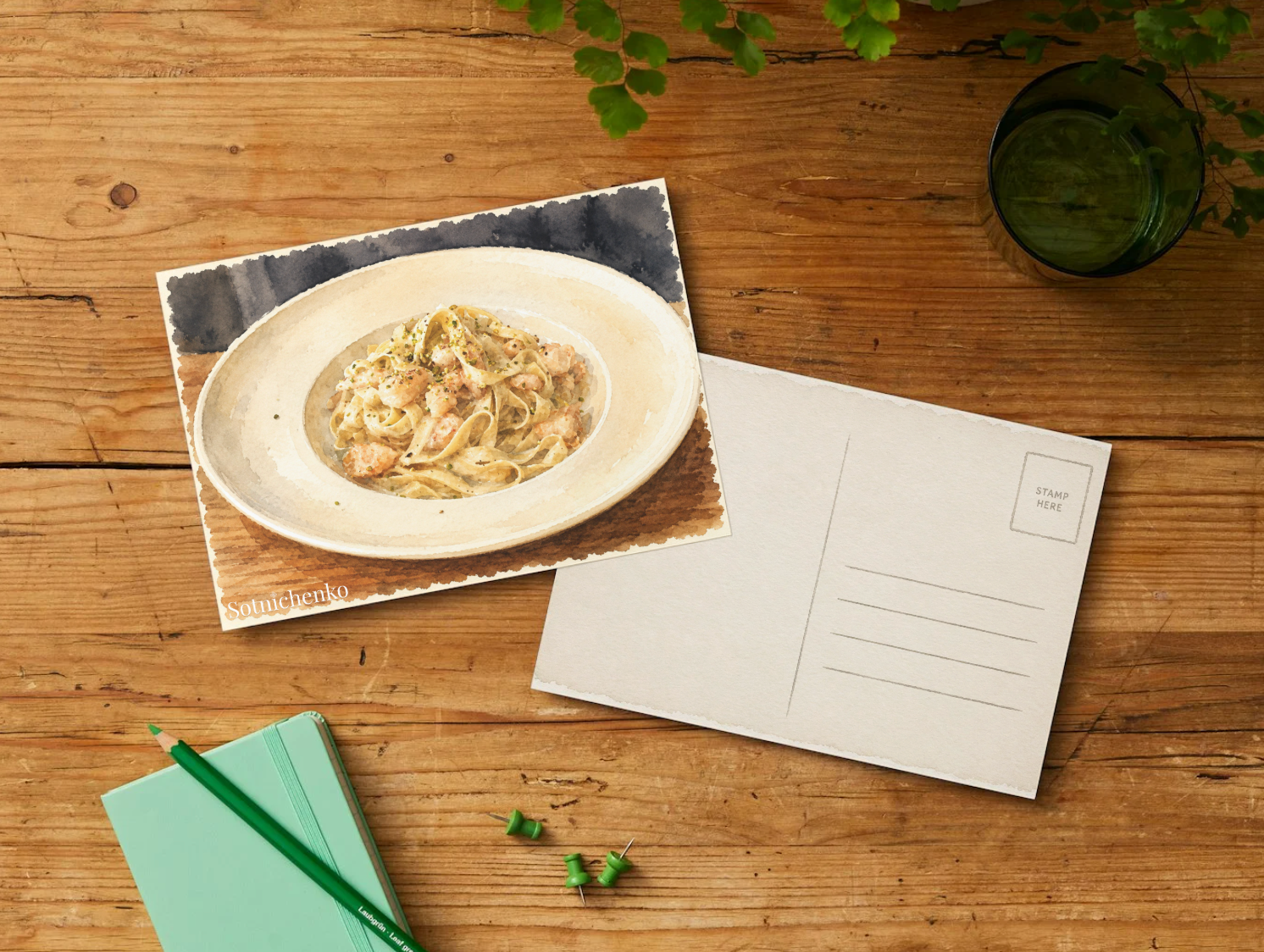 Pasta Glow — Vintage Printable Postcard