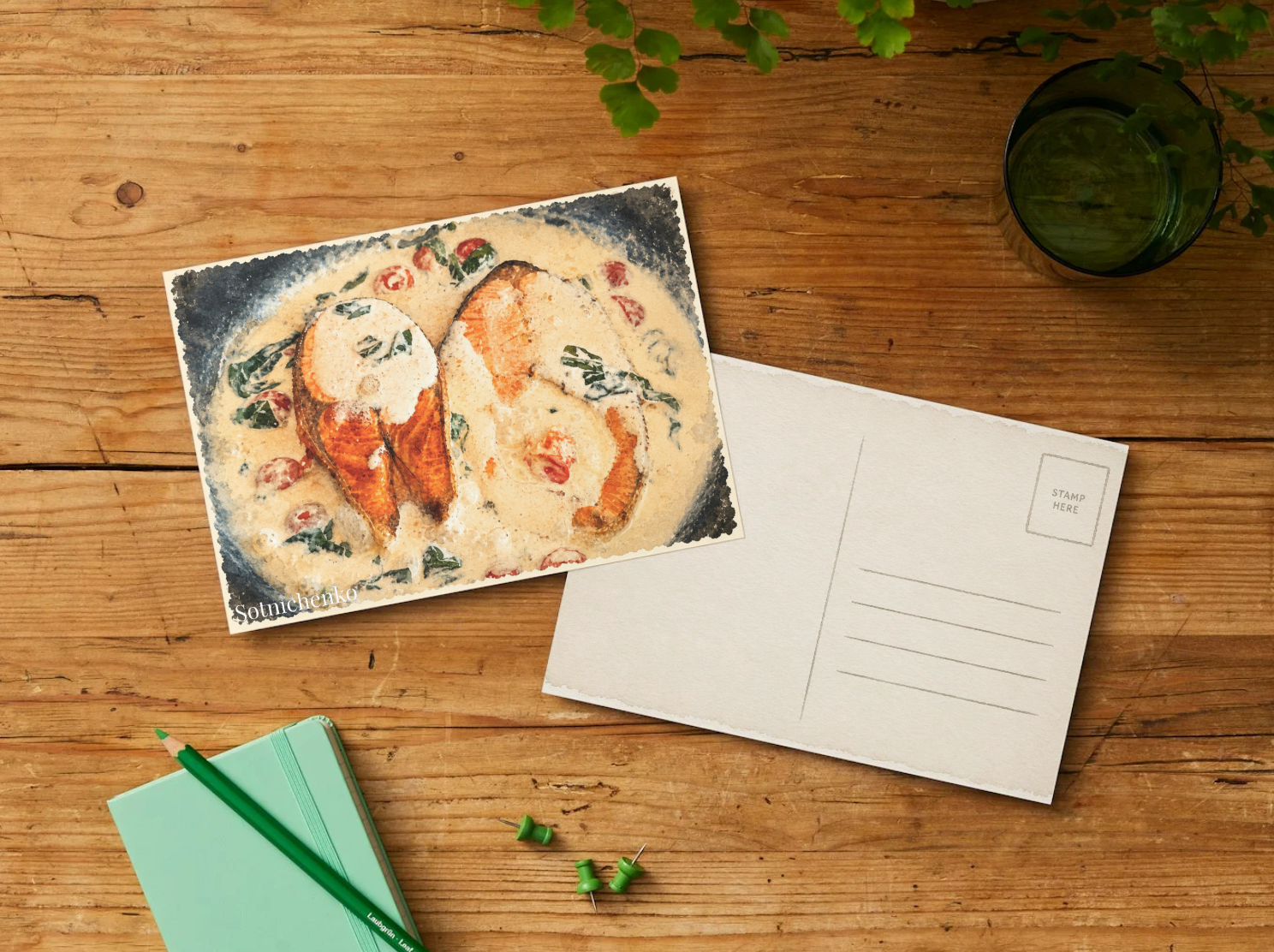 Creamy Salmon Skillet — Cozy Printable Postcard