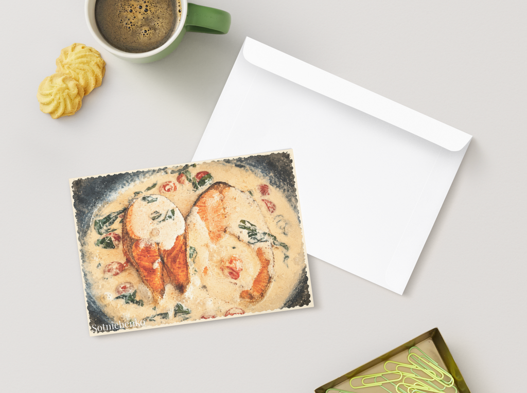 Creamy Salmon Skillet — Cozy Printable Postcard
