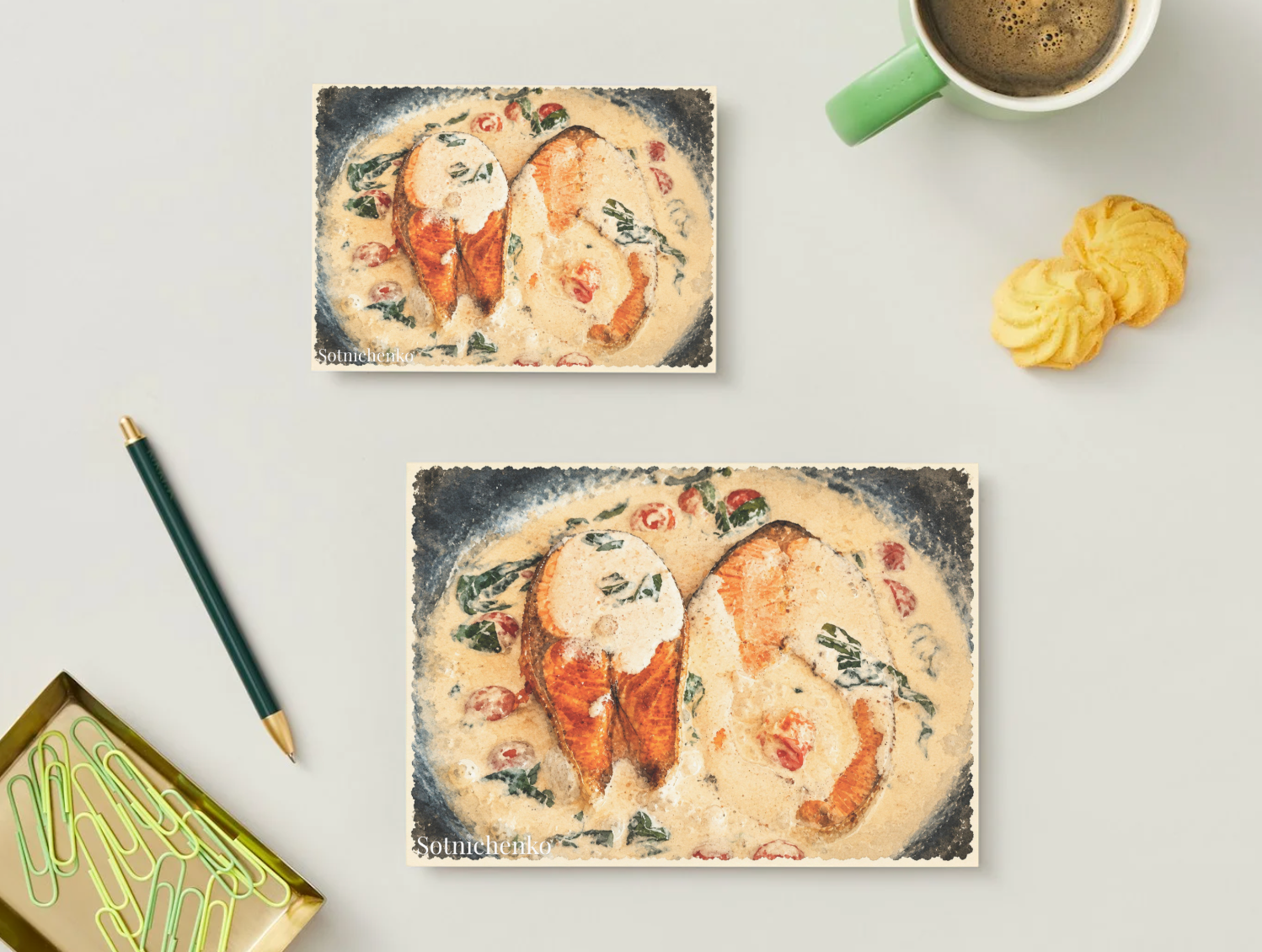Creamy Salmon Skillet — Cozy Printable Postcard