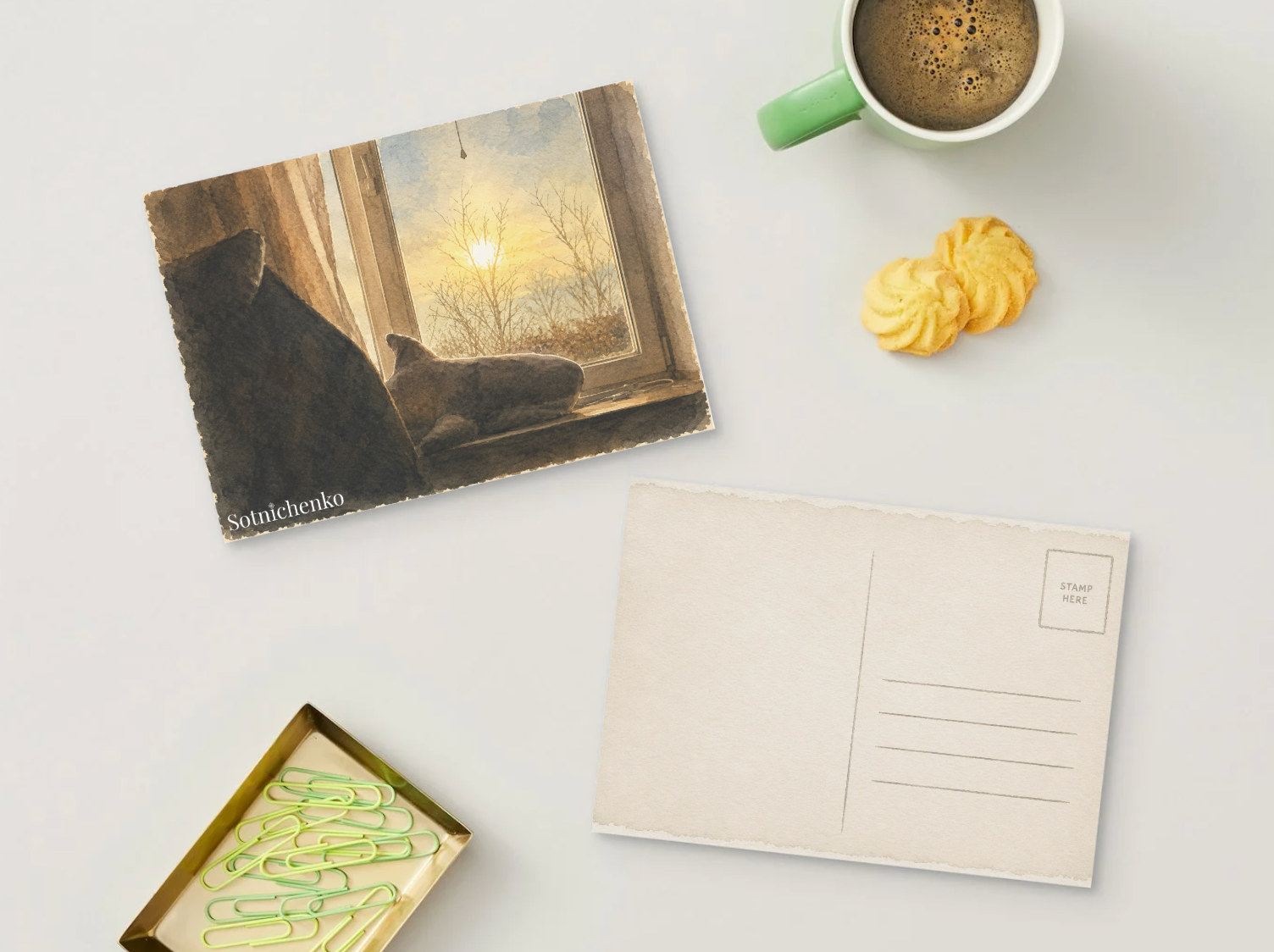 Window Shark — Cozy Printable Postcard