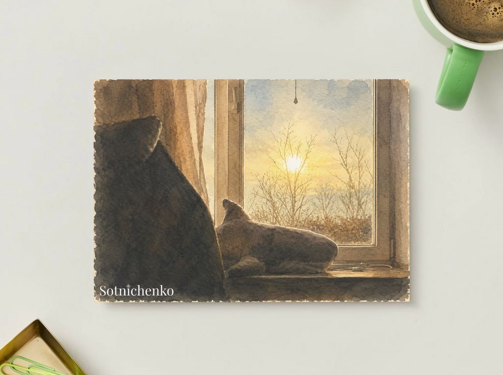 Window Shark — Cozy Printable Postcard