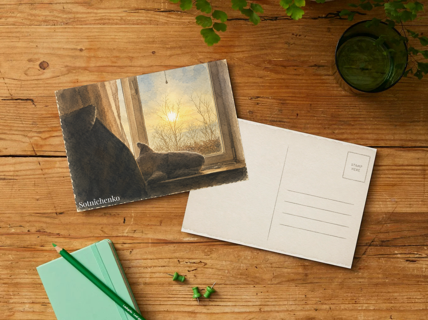 Window Shark — Cozy Printable Postcard