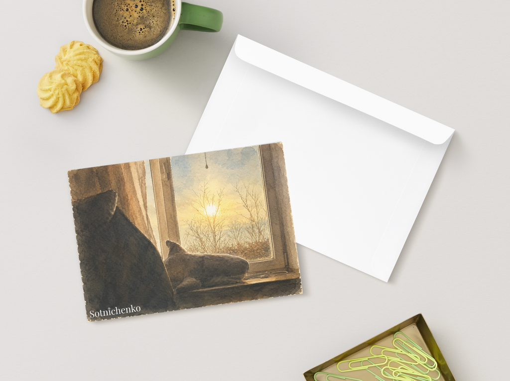 Window Shark — Cozy Printable Postcard