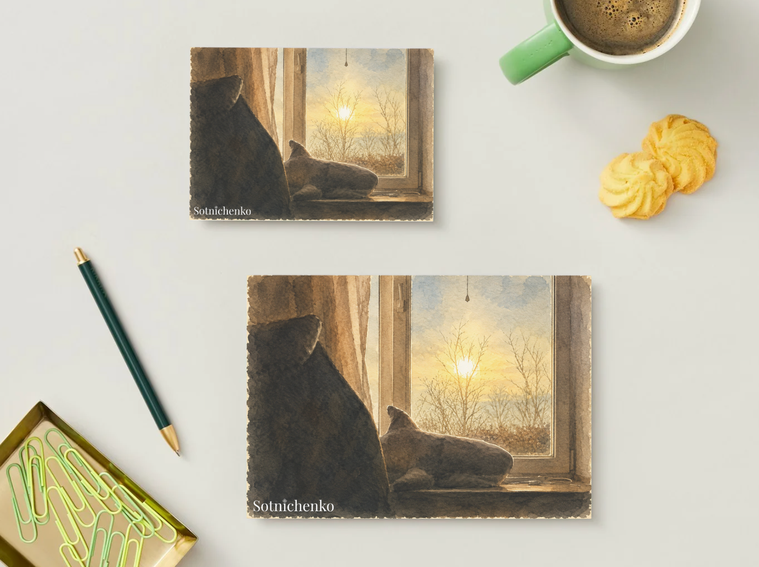 Window Shark — Cozy Printable Postcard
