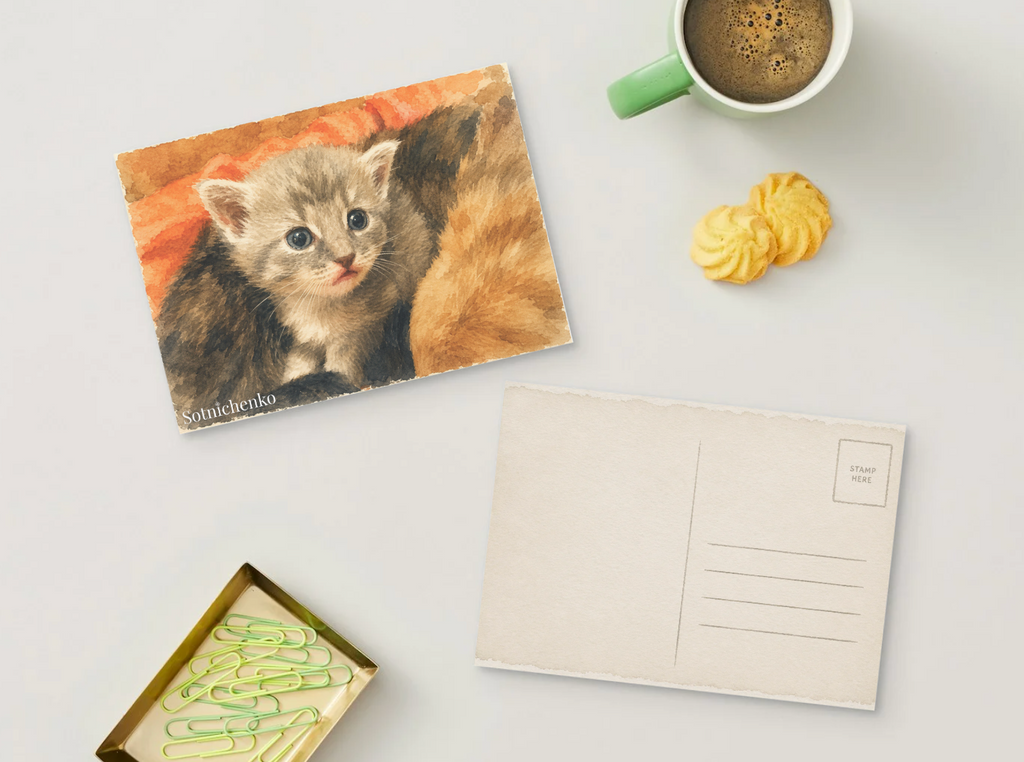 Little Whiskers — Vintage Printable Postcard