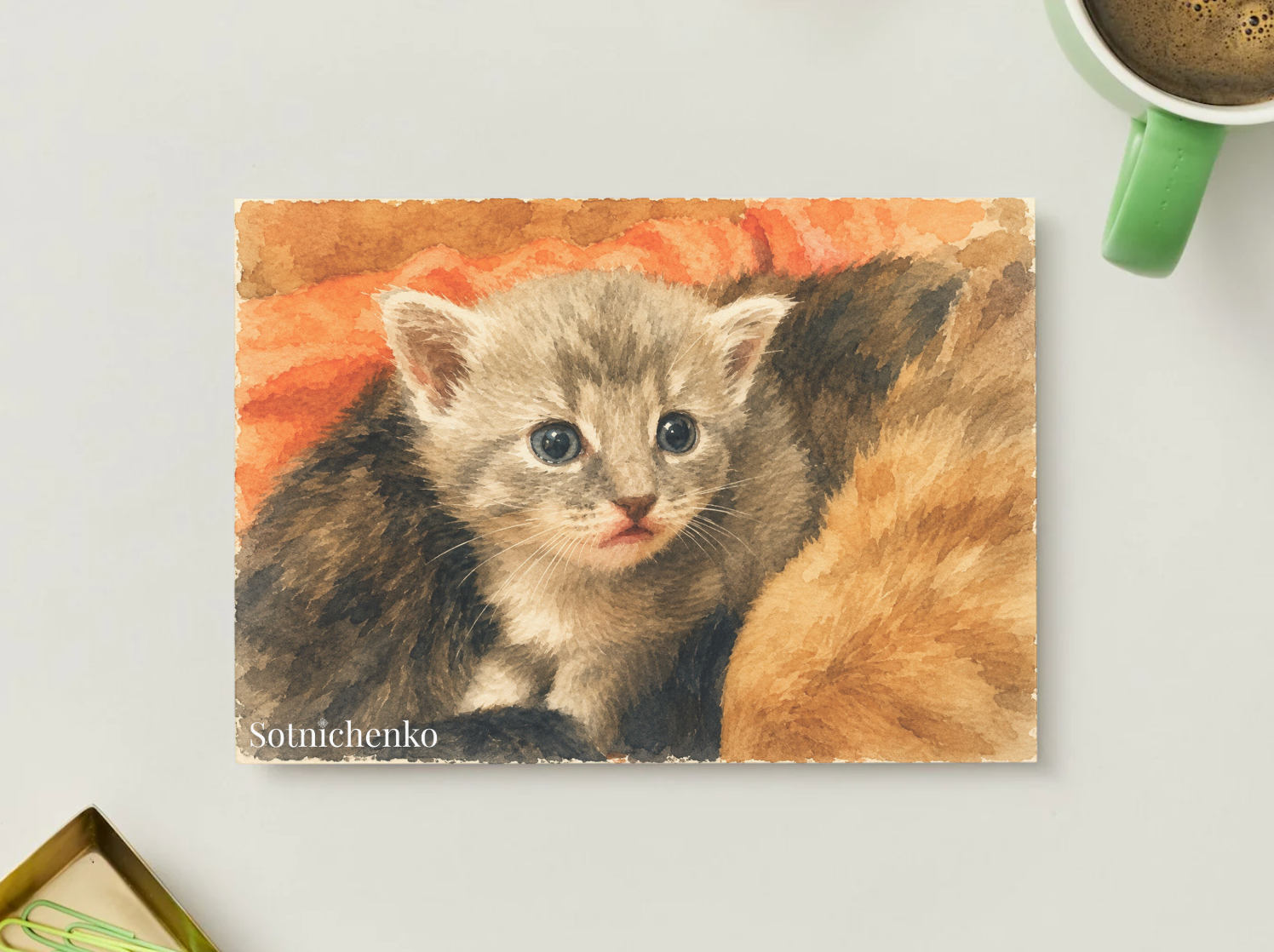 Little Whiskers — Vintage Printable Postcard