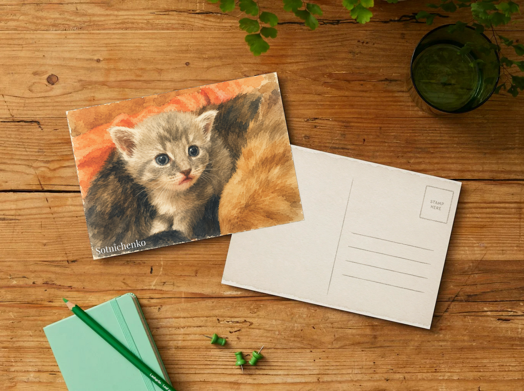 Little Whiskers — Vintage Printable Postcard
