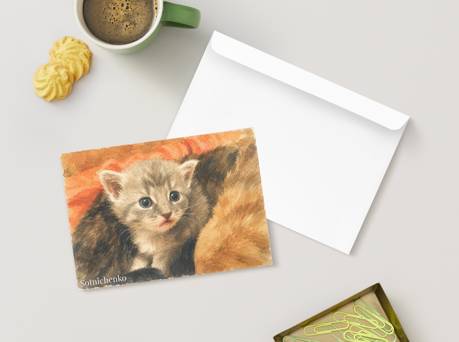 Little Whiskers — Vintage Printable Postcard