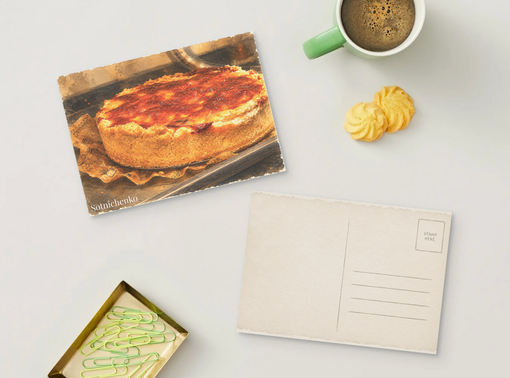 Golden Quiche — Cozy Printable Postcard