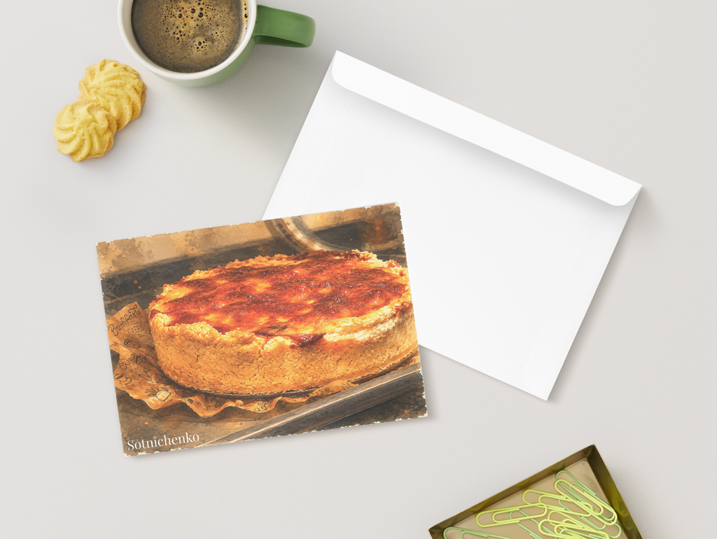 Golden Quiche — Cozy Printable Postcard