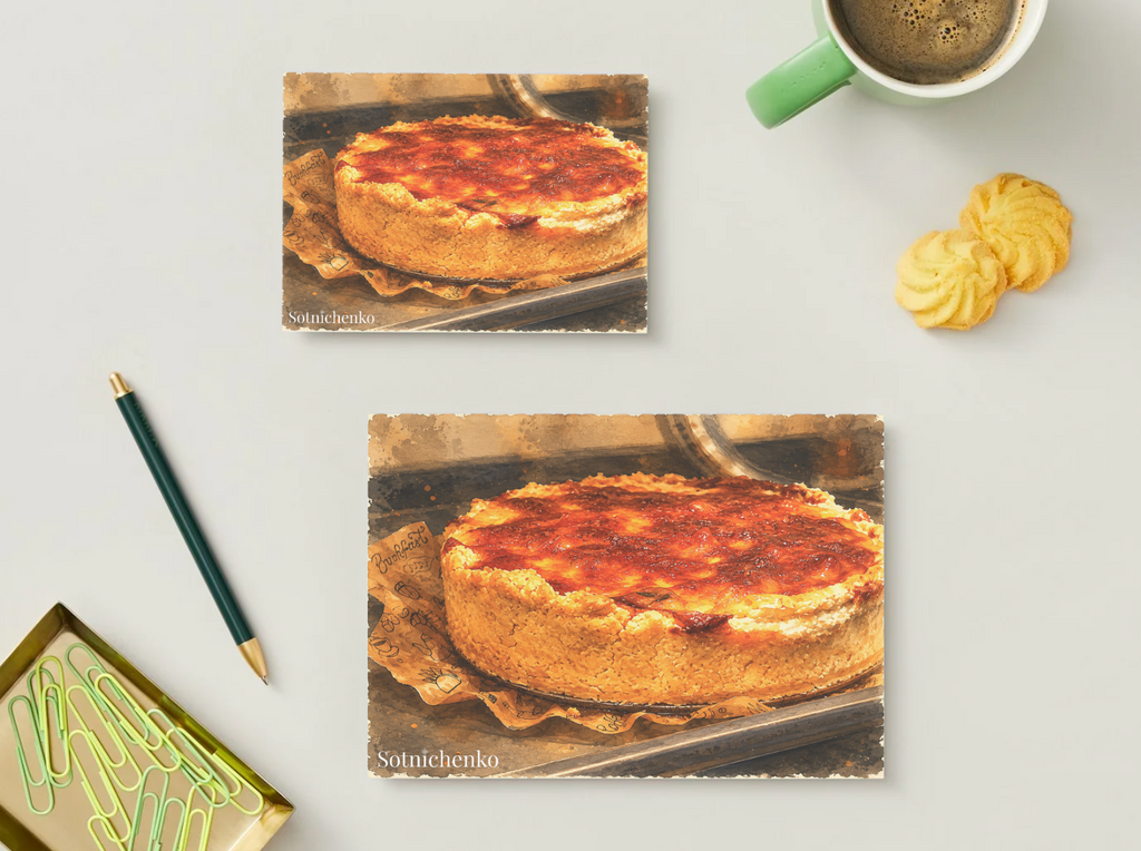 Golden Quiche — Cozy Printable Postcard