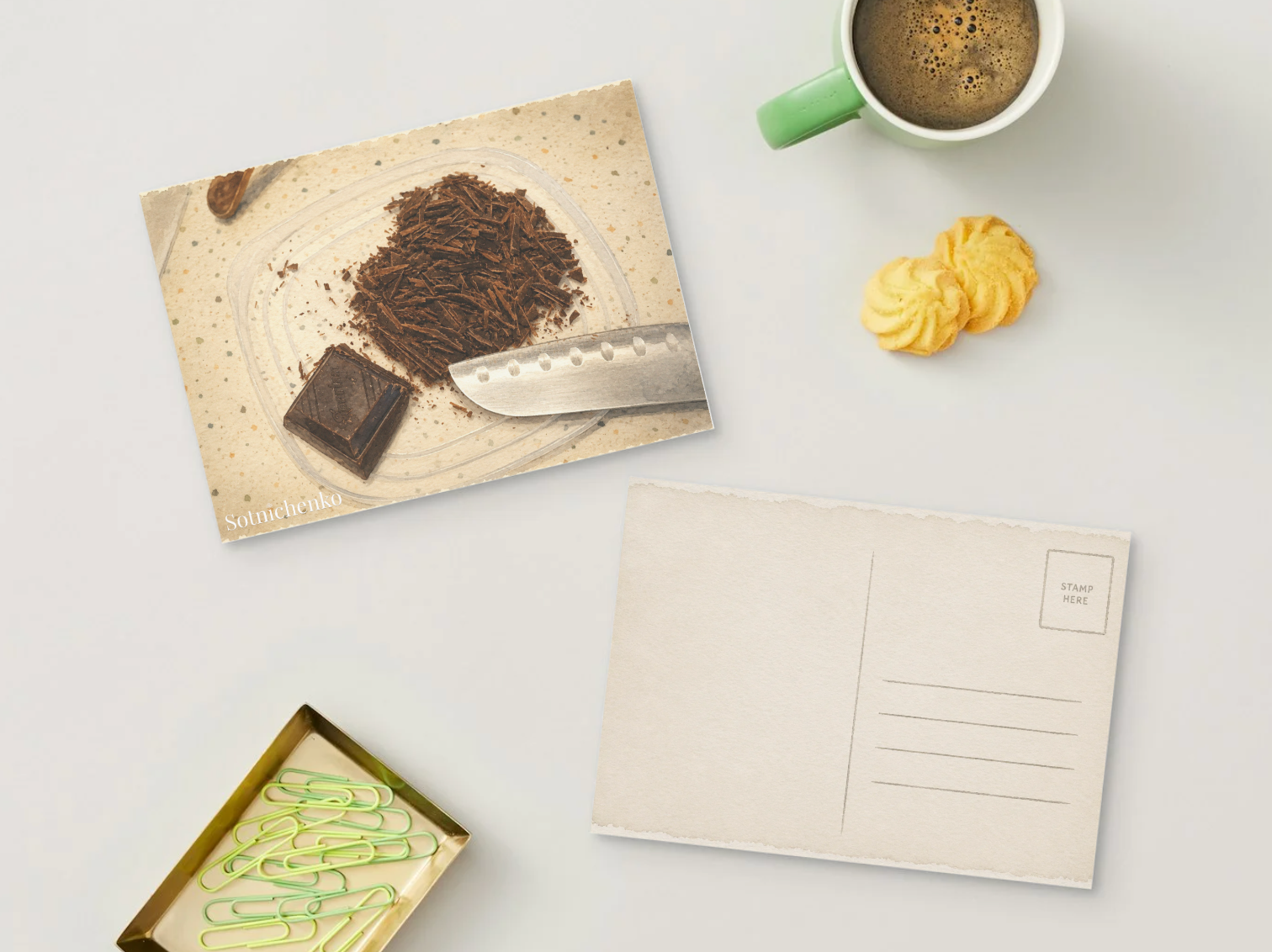 Chocolate Shavings — Cozy Printable Postcard