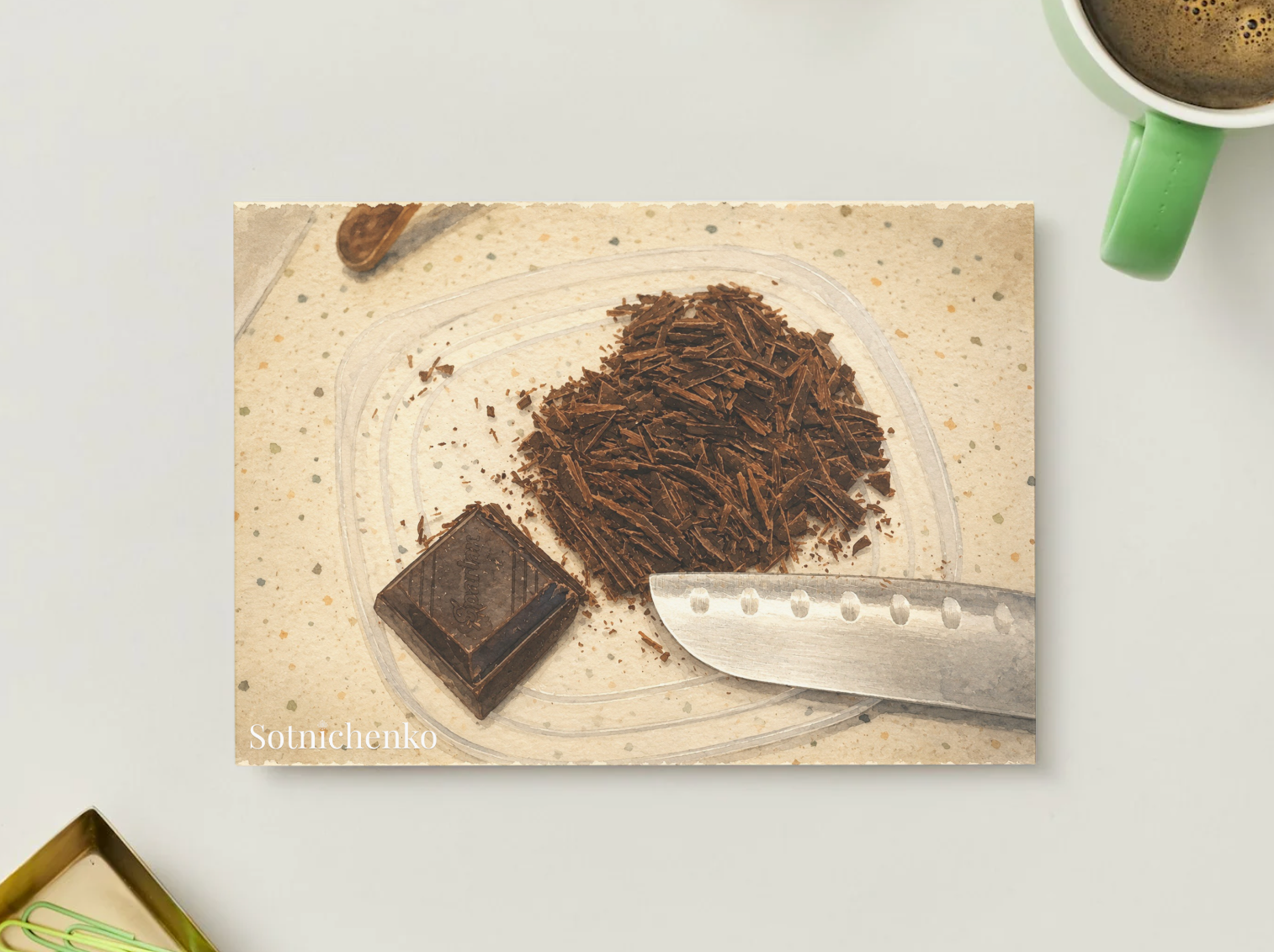 Chocolate Shavings — Cozy Printable Postcard