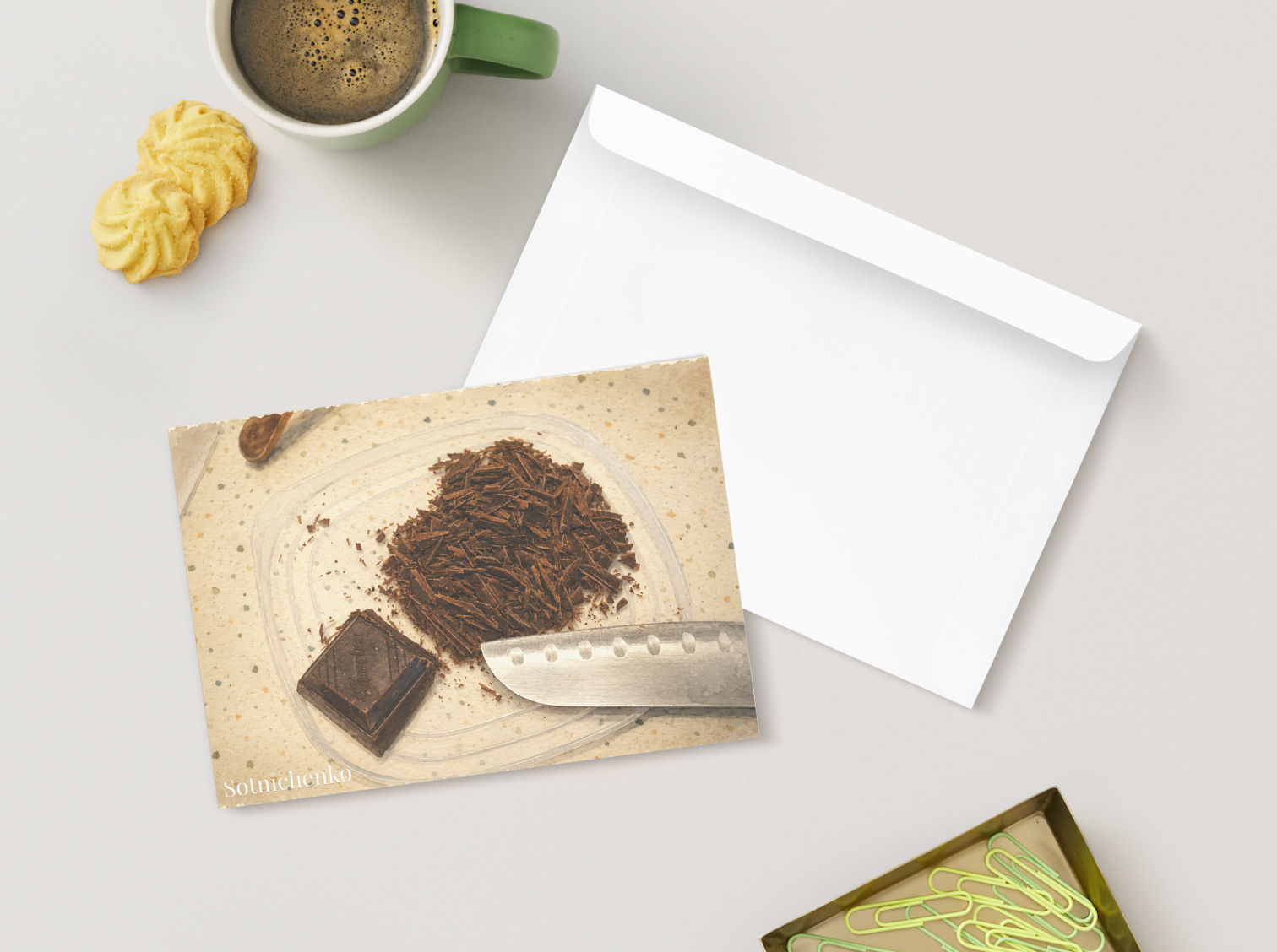 Chocolate Shavings — Cozy Printable Postcard