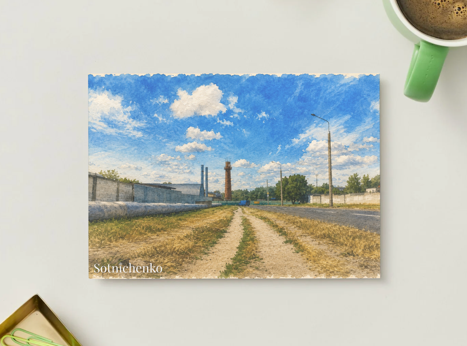 Factory Road — Urban Printable Postcard