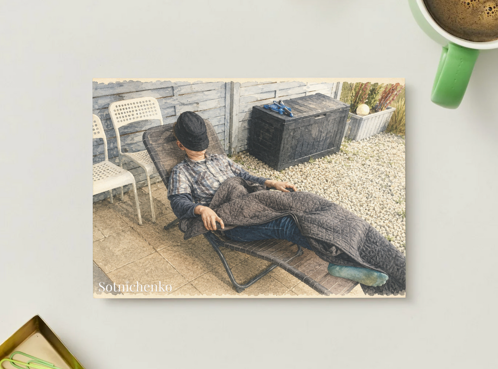 Garden Nap — Cozy Printable Postcard