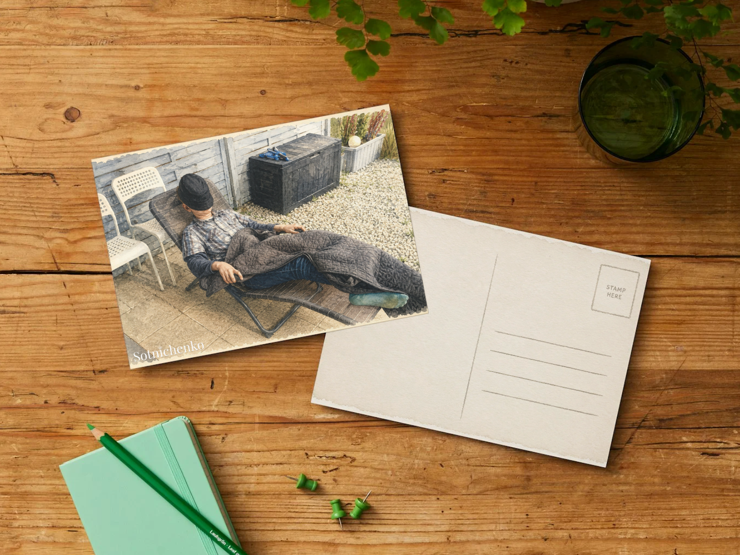 Garden Nap — Cozy Printable Postcard