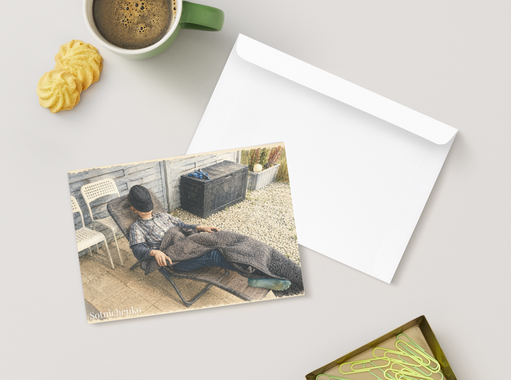 Garden Nap — Cozy Printable Postcard