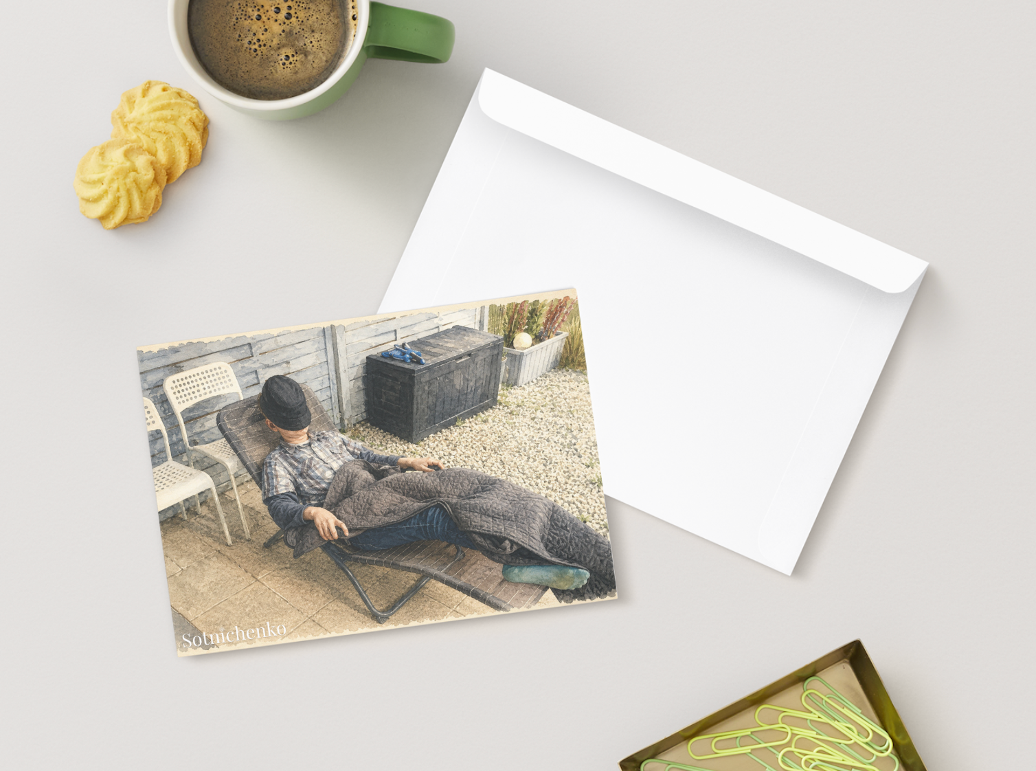 Garden Nap — Cozy Printable Postcard
