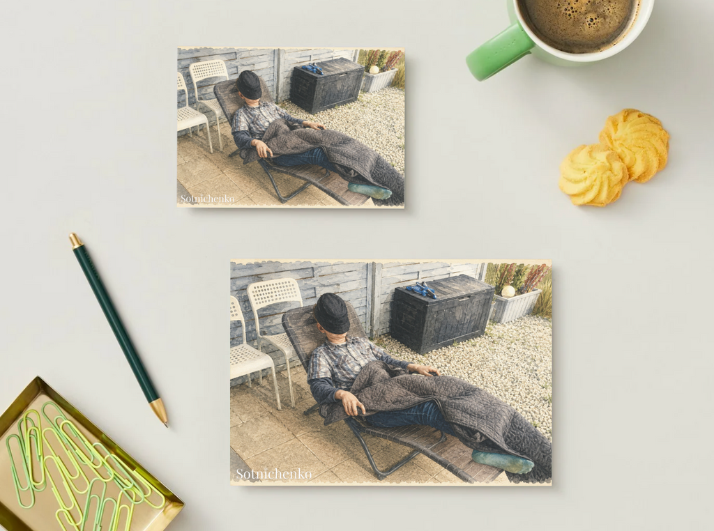 Garden Nap — Cozy Printable Postcard