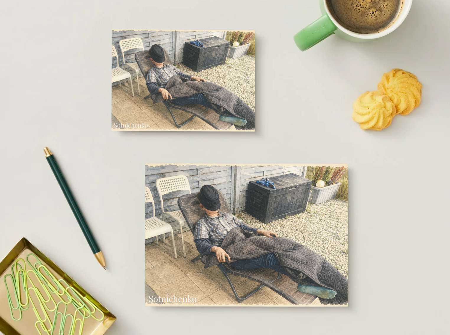 Garden Nap — Cozy Printable Postcard