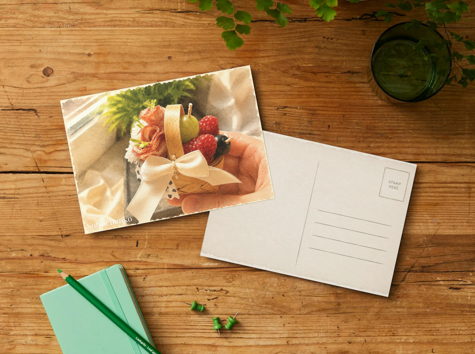 Little Gift — Vintage Printable Postcard
