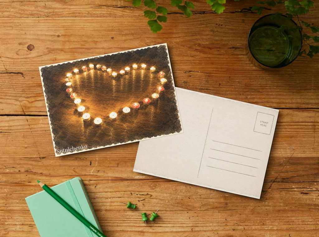 Candle Heart — Romantic Printable Postcard