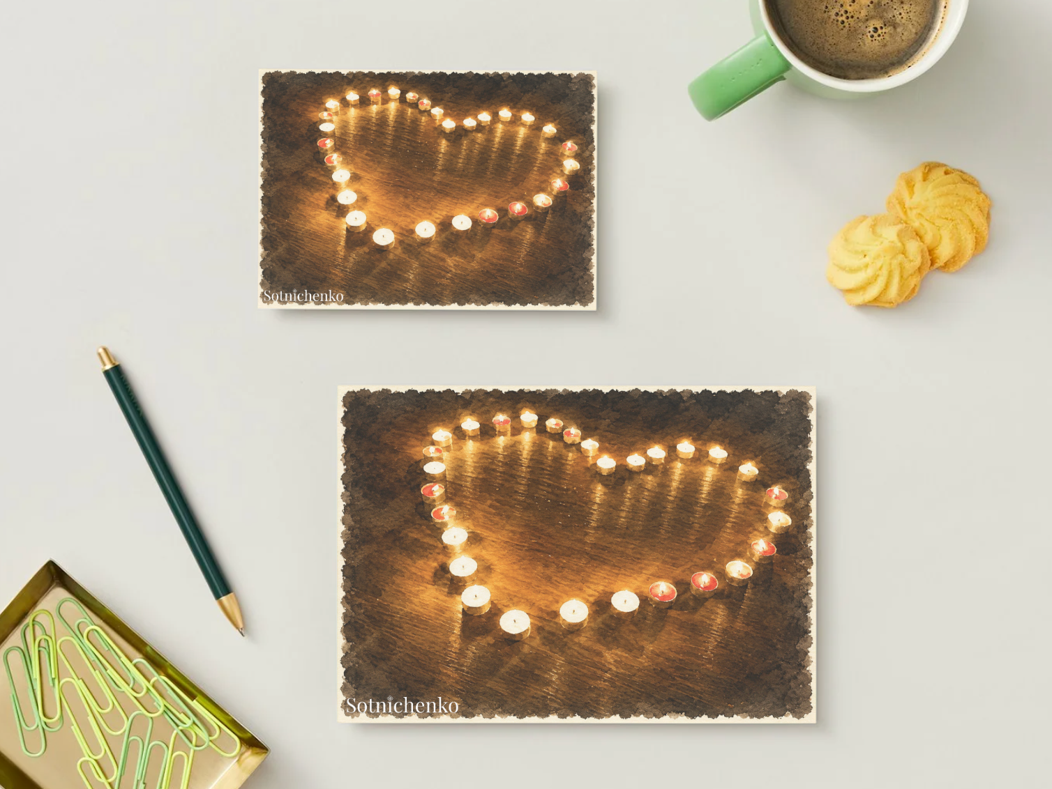 Candle Heart — Romantic Printable Postcard