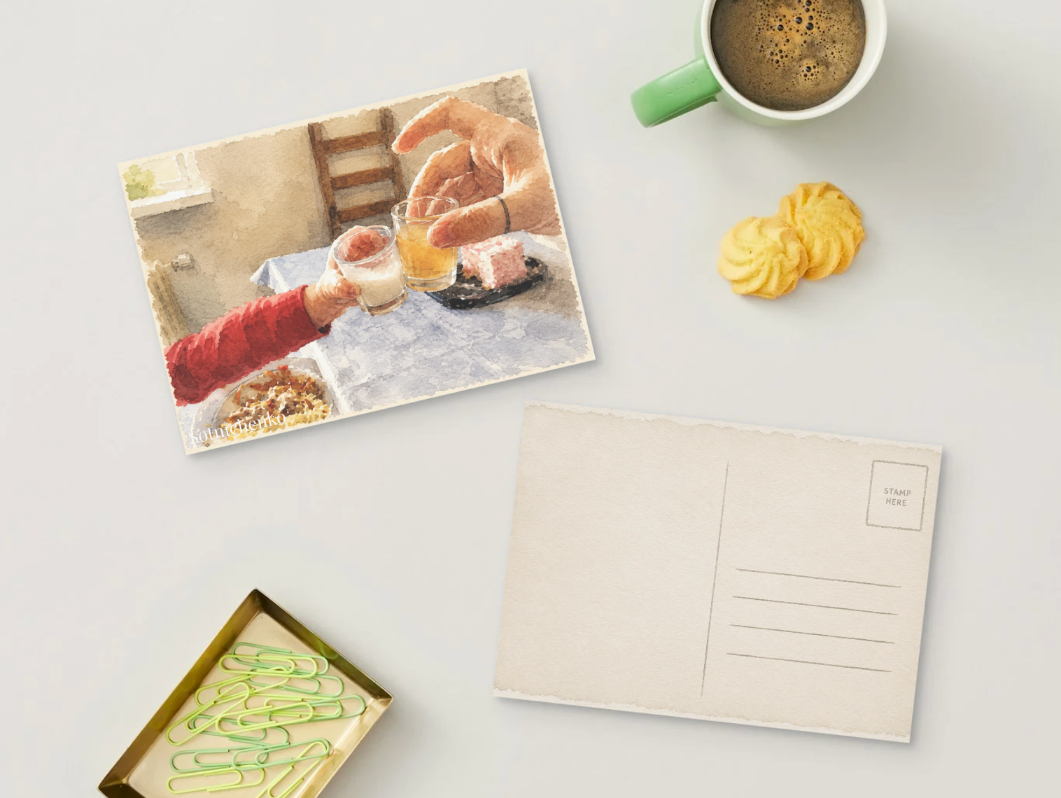 Little Cheers — Vintage Printable Postcard