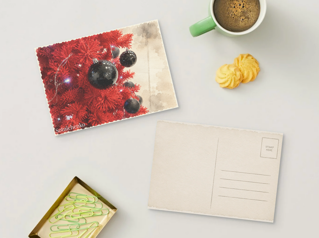 Red Holiday — Christmas Printable Postcard