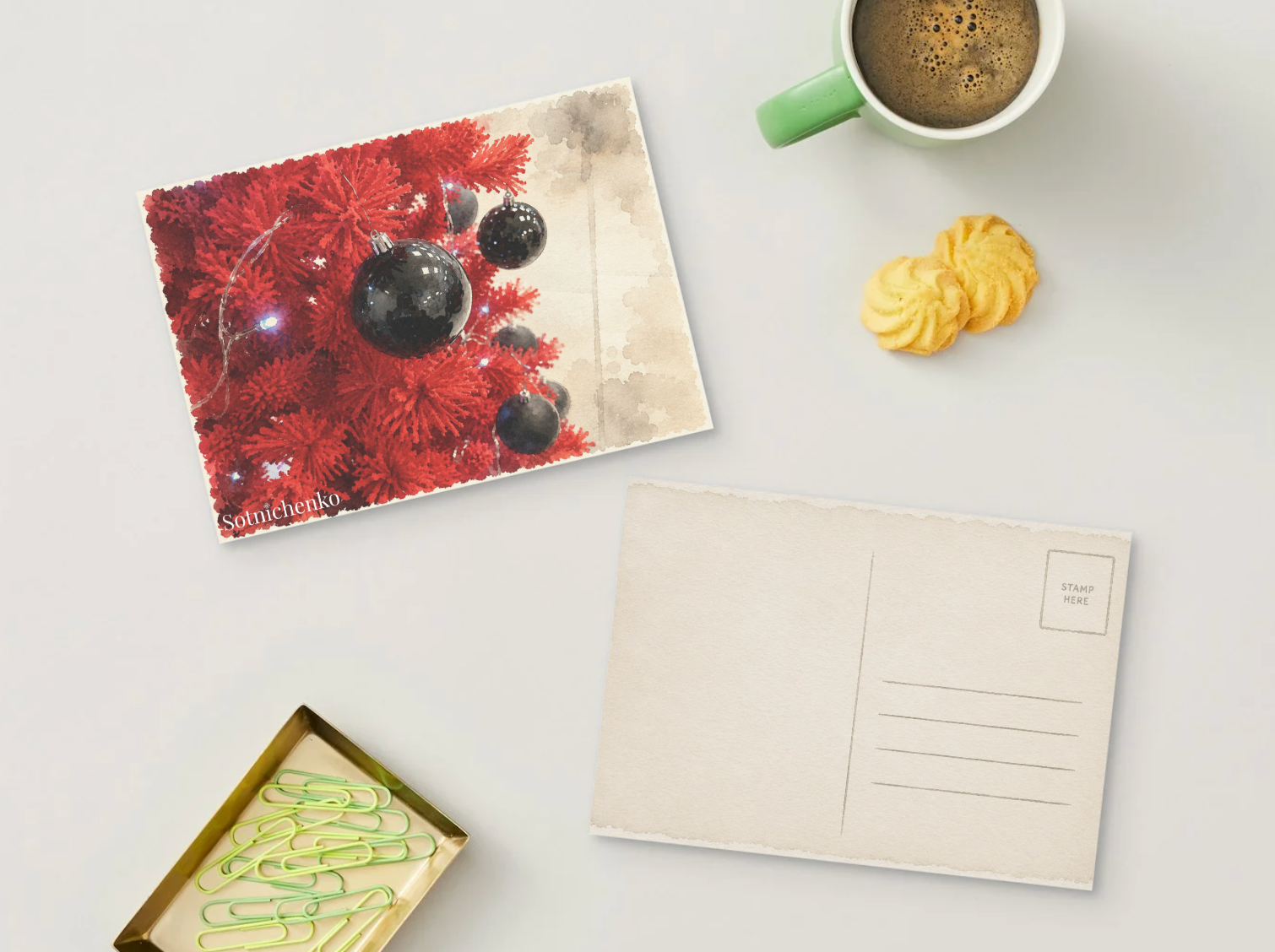Red Holiday — Christmas Printable Postcard