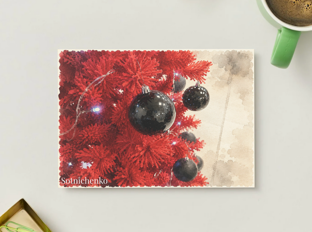 Red Holiday — Christmas Printable Postcard