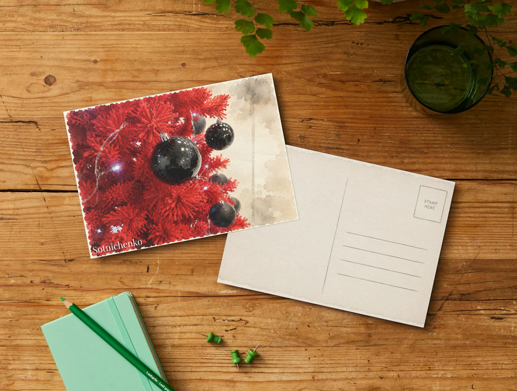 Red Holiday — Christmas Printable Postcard