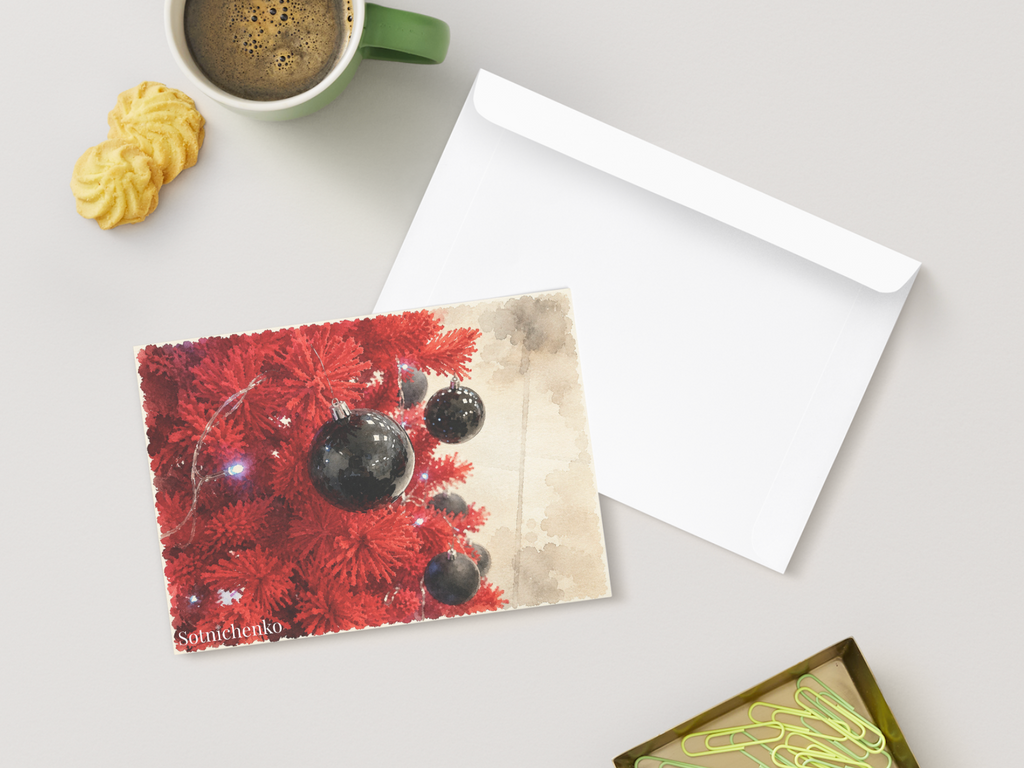 Red Holiday — Christmas Printable Postcard