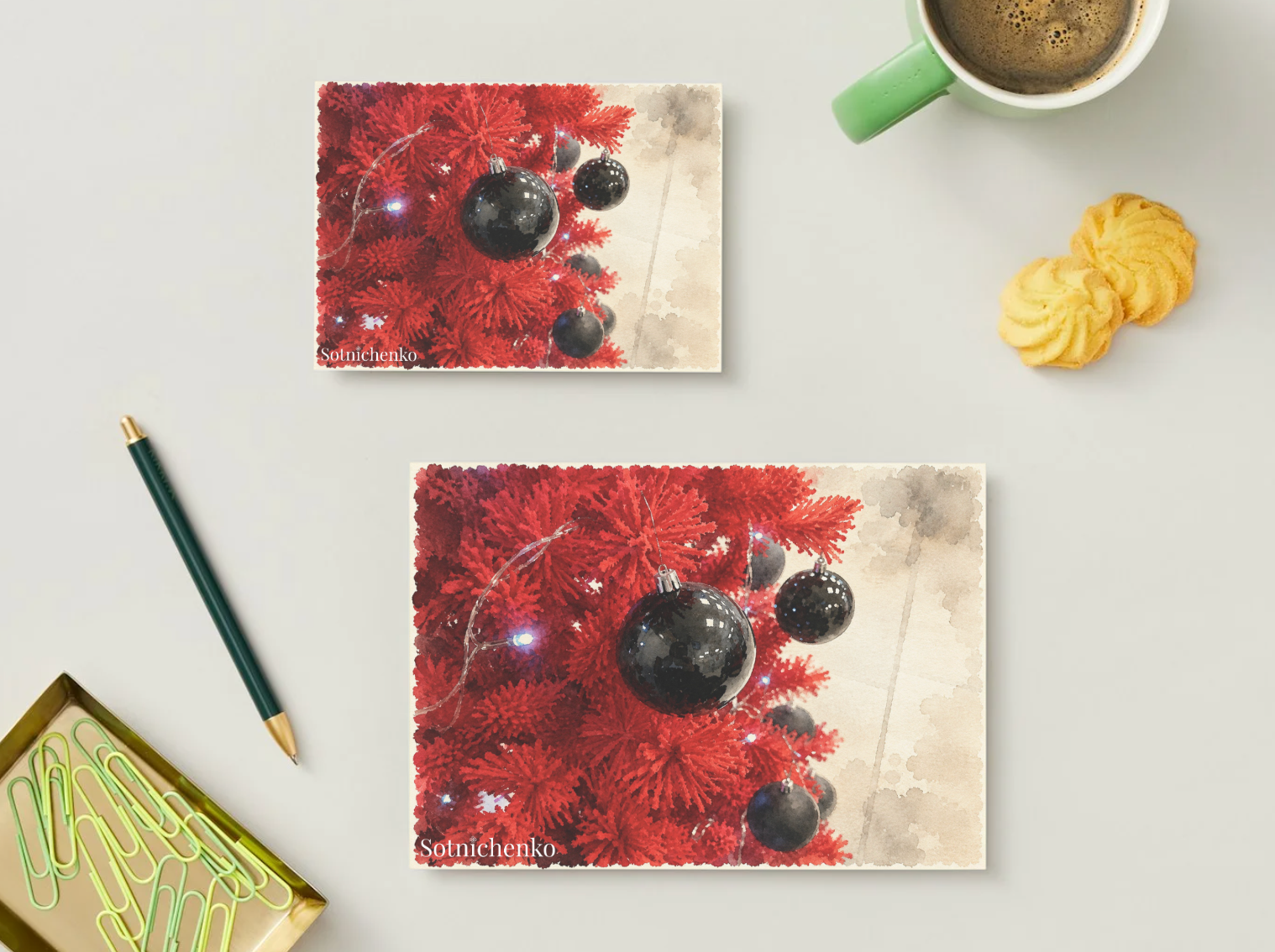 Red Holiday — Christmas Printable Postcard