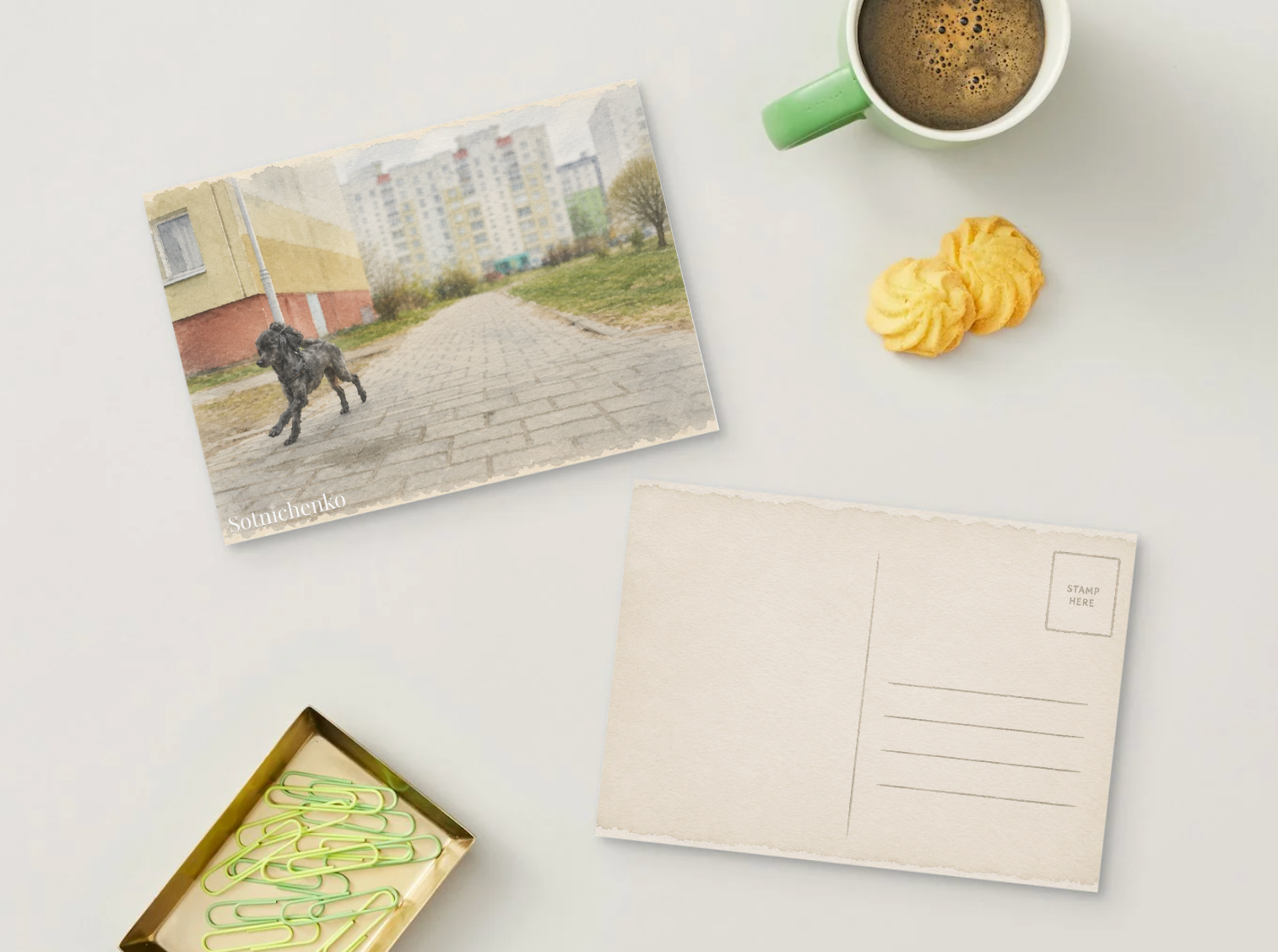 Across the Courtyard — Vintage Printable Postcard