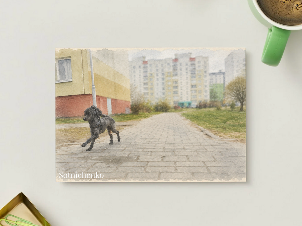 Across the Courtyard — Vintage Printable Postcard