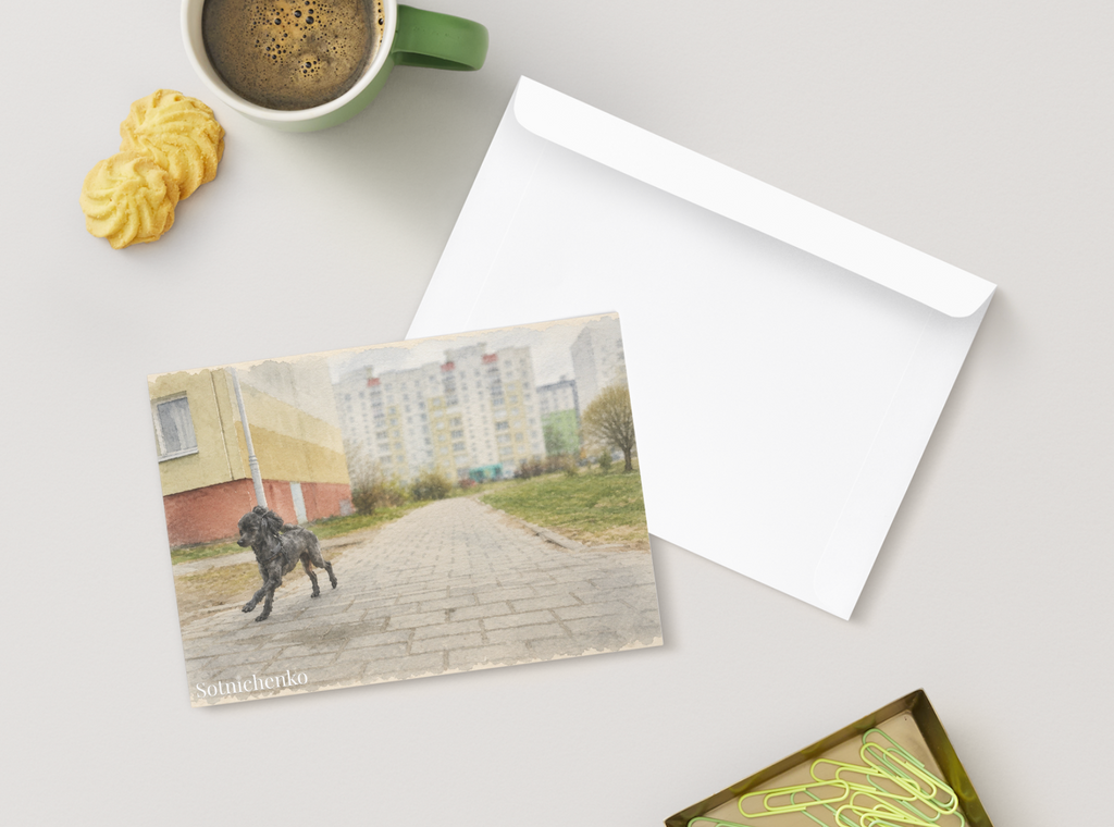 Across the Courtyard — Vintage Printable Postcard