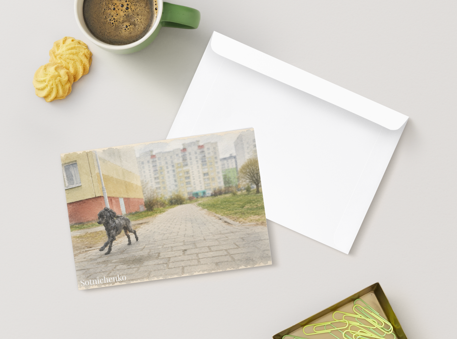 Across the Courtyard — Vintage Printable Postcard