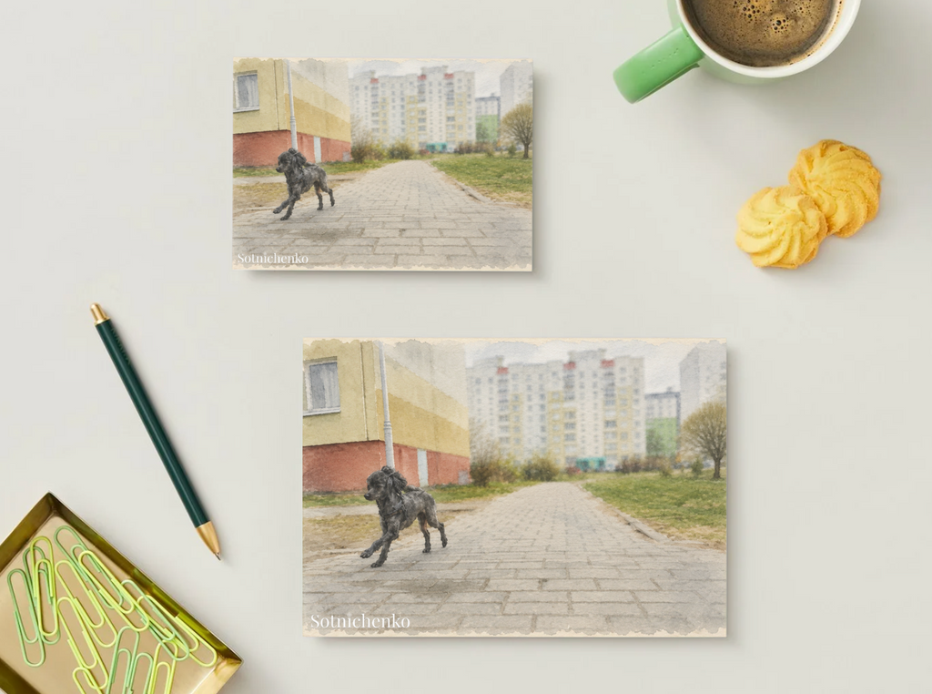 Across the Courtyard — Vintage Printable Postcard