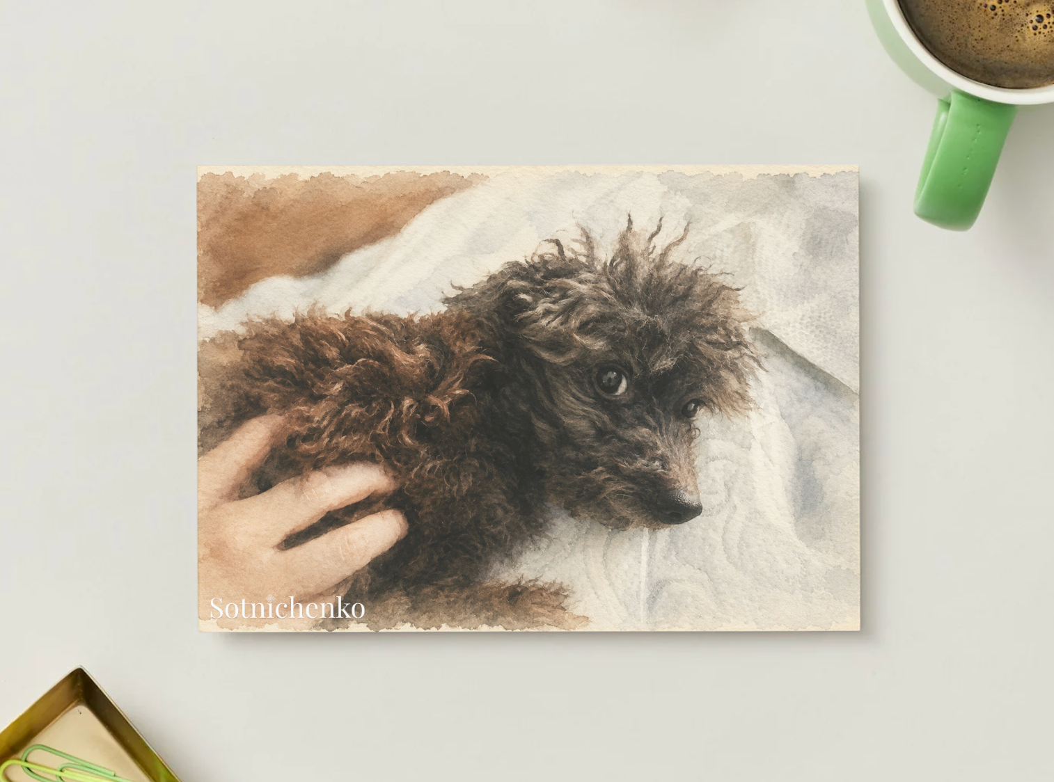Soft Eyes — Cozy Printable Postcard