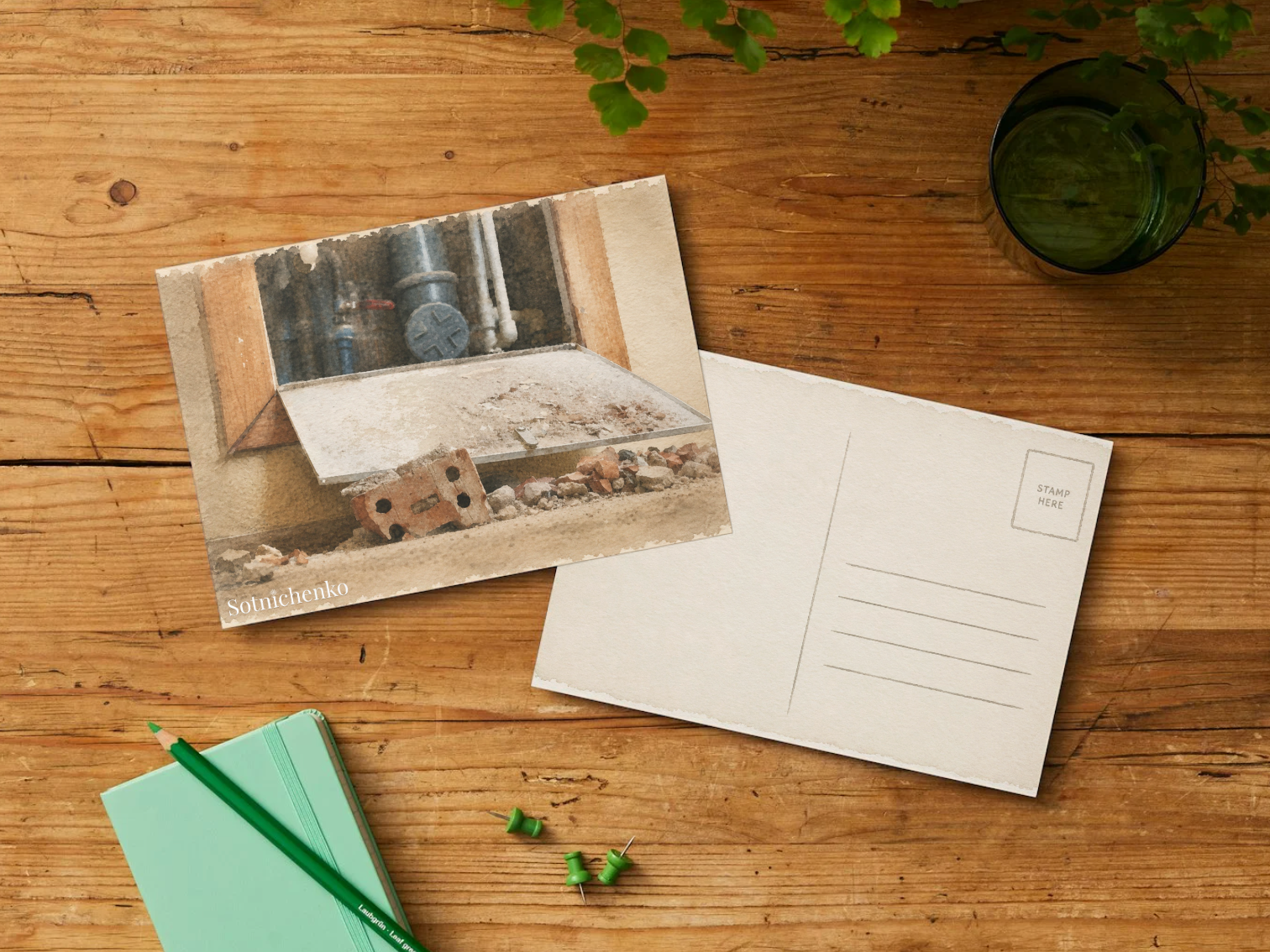 Behind the Panel — Moody Printable Postcard